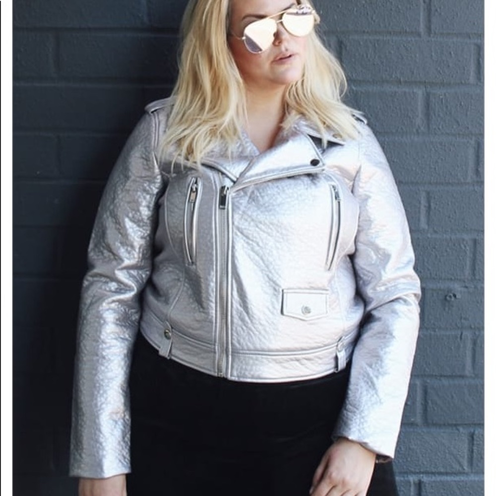 Metallic Silver/Lilac Moto Jacket